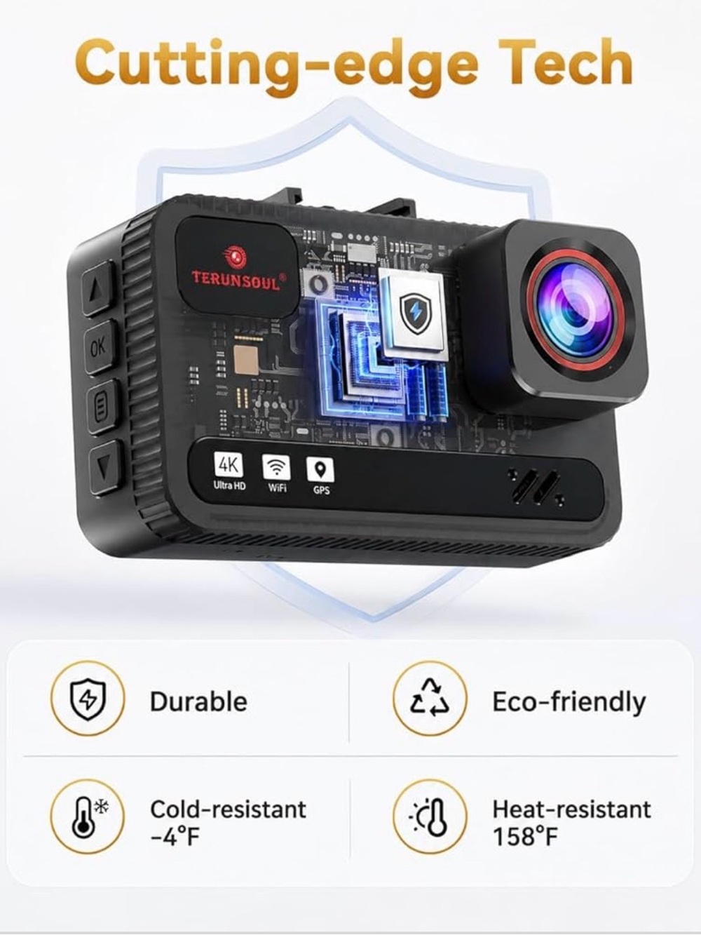 TERUNSOUL 4K Dash Cam - Black with Red Accents - Picture 10 of 10
